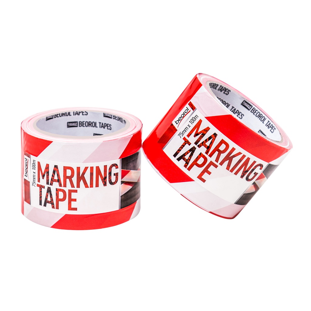 Warning-separating tape red/white 75mm x 100m