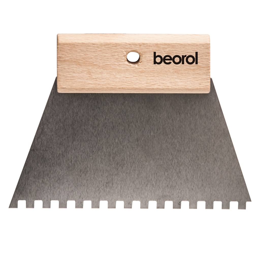 Scraper short wooden handle 180mm with teeth