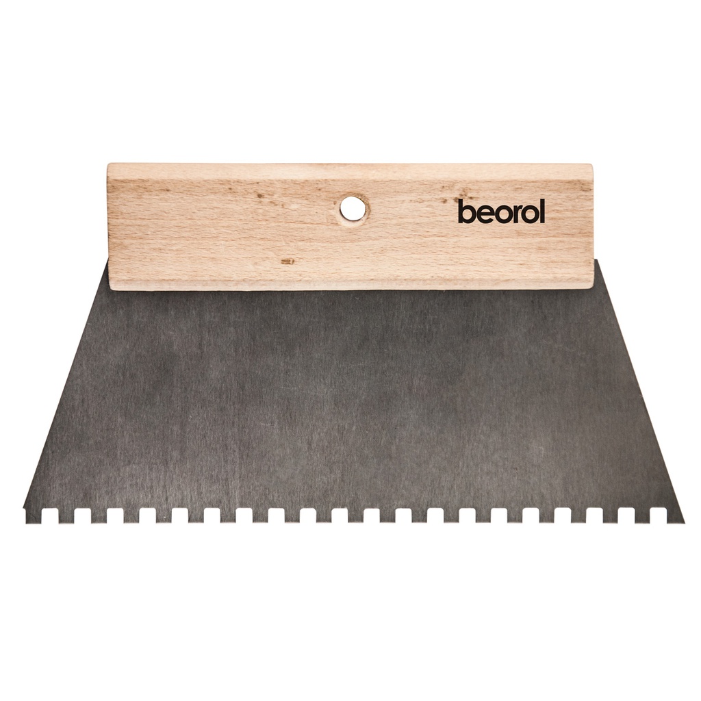 Scraper short wooden handle 250mm with teeth