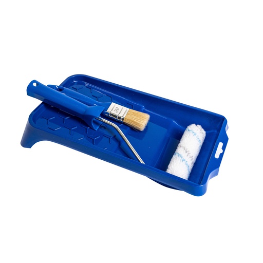 [BLUESET] Boys Painting Set-blue: Paint tray 15x32,Brush 30mm, mini roller Blue Line 10cm  with handle